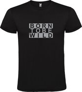 Zwart T shirt met print van " BORN TO BE WILD " print Zilver size M