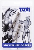 Tom of Finland Bros Pin Stainless Steel Nipple Clamps - Silver - Cuffs silver