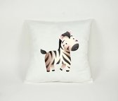 Kussen Zebra Beestenboel Safari - Sierkussen - Kinderkamer - 45x45cm - Inclusief Vulling - PillowCity