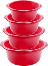 Set de bols ronds multifonctionnels en plastique rouge en 4 tailles - capacité 10-15-20-25 litres
