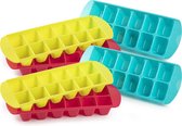 6x stuks IJsblokjes/ijsklontjes bakjes in 3 felle kleuren 29 x 11 x 4 cm - Geel, roze en aqua-blauw - ijsklontjes maken
