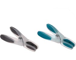 5Five wasknijpers - 120x stuks - grijs en blauw - 8 cm - van kunststof - Was ophangen - Was knijpers