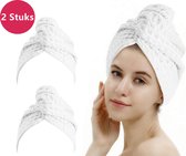 LIXIN Wafel Haarhanddoek - 2 Stuks - White - Haar Drogen Handdoeken - Microfiber - Haar Tulband - Handdoek - Sneldrogend - Premium Fabric - Super Absorberend - Zachte stof - Haar C