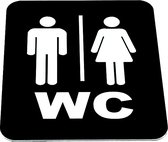 Deurbordje Toilet - WC bordjes – Tekstbord WC – Toilet bordje - Bordje – Heren Dames – Man Vrouw - Zwart Wit – Pictogram - Zelfklevend - 10 cm x 12 cm x 1,6 mm - 5 Jaar Garantie