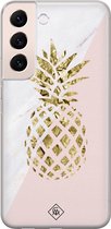 Samsung S22 hoesje siliconen - Ananas | Samsung Galaxy S22 case | Roze | TPU backcover transparant