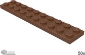 LEGO Plaat 2x10, 3832 Roodbruin 50 stuks