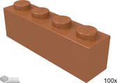 Lego Bouwsteen 1 x 4, 3010 Donker oranje 100 stuks