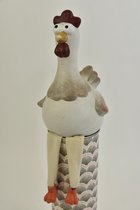 Oneiro’s Luxe KIP BUNGELBEENTJES WIT 8x17 cm – decoratie – pasen – paasdecoratie – paashaas – eieren – has – kip – gekleurde eieren – paastak – lente – feestdecoratie