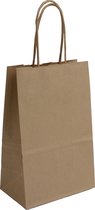 50 Papieren Tasjes - Bruin Gestreept kraft - Extra Klein XXS [14 + 8,5 x 21cm]