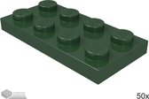 LEGO Plaat 2x4, 3020 Donkergroen 50 stuks