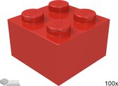 Lego Bouwsteen 2 x 2, 3003 Rood 100 stuks