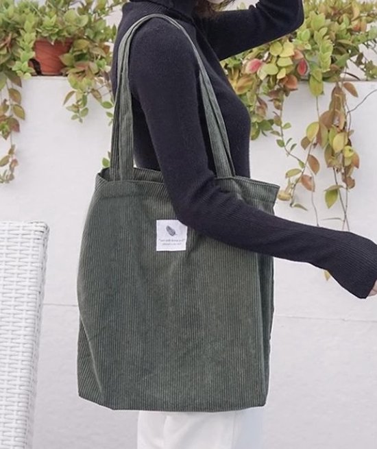 TUPIRIYN Dames Corduroy Tote Bag Casual Handtassen Grote Capaciteit Schoudertas Grote Schoudertas, Zwart