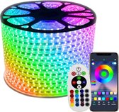 LED Strip - 10 Meter in één rol(1x 10meter) - RGB - meerdere kleuren - 60LED/m - IP65  - Met App + IR afstandsbediening