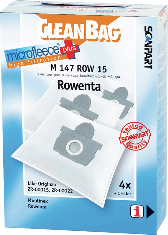 CleanBag M147ROW15 Sac Aspirateur MicroFleece Rowenta Artec2, Moulinex Manea  | bol.com