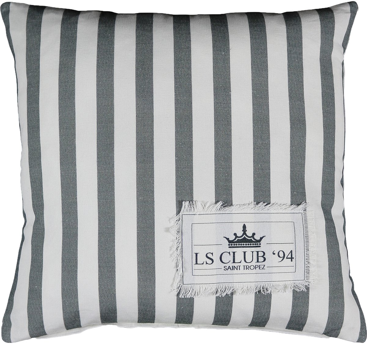 Mars & More Sierkussen - Organic St. Tropez - Wit En Grijs - 45 Cm X 45 Cm Blauw
