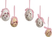 Oneiro’s Luxe Bag 12pcs Egg foam high gloss flower design 6 assorted ø D4 H6cm – decoratie – pasen – paasdecoratie – paashaas – eieren – has – kip – gekleurde eieren – paastak – le