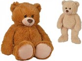 Teddybeer - Pluche Beer - Combideal - Bruin & Beige - 50cm