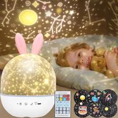 Sterrenprojector met muziek - Nachtlampje kinderkamer - Vorm van een konijn - Gemaakt voor kinderen