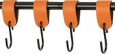 4x Leren S-haak hangers - Handles and more® | ORANJE - maat M (Leren S-haken - S haken - handdoekkaakje - kapstokhaak - ophanghaken)