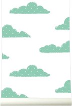 roomblush - Behang Sweet Clouds - Groen - Vliesbehang - 200cm x 285cm