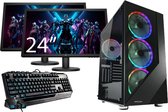 omiXimo - AMD Ryzen 3 - GT1030 - 16 GB DDR4 werkgeheugen - GT1030 - 240GB SSD schijf - 1000GB HDD - 2 x 24" Gaming Monitor, Gaming Toetsenbord en Gaming muis - LC988B