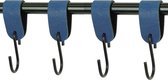 4x Leren S-haak hangers - Handles and more® | BLAUW - maat L (Leren S-haken - S haken - handdoekkaakje - kapstokhaak - ophanghaken)