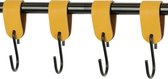 4x Leren S-haak hangers - Handles and more® | OKERGEEL - maat L (Leren S-haken - S haken - handdoekkaakje - kapstokhaak - ophanghaken)