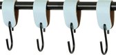 4x Leren S-haak hangers - Handles and more® | LICHTBLAUW - maat L (Leren S-haken - S haken - handdoekkaakje - kapstokhaak - ophanghaken)