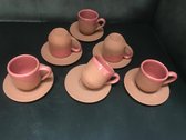 Service à expresso en céramique 6p Tasses à café Service à thé fait à la main Lave-vaisselle Fire Vase Rose