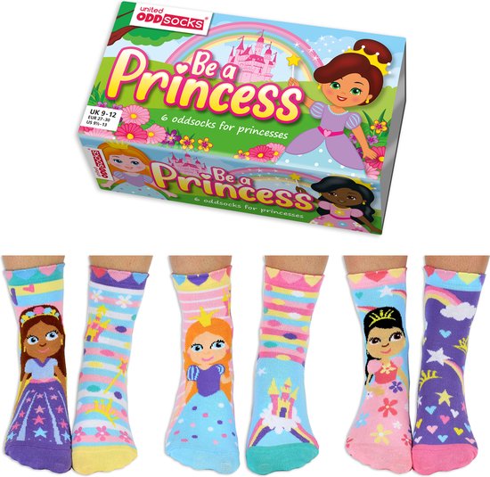 Oddsocks - Be a Princess - Meisjessokken - Mismatched 6 verschillende sokken - maat 27 tot 30