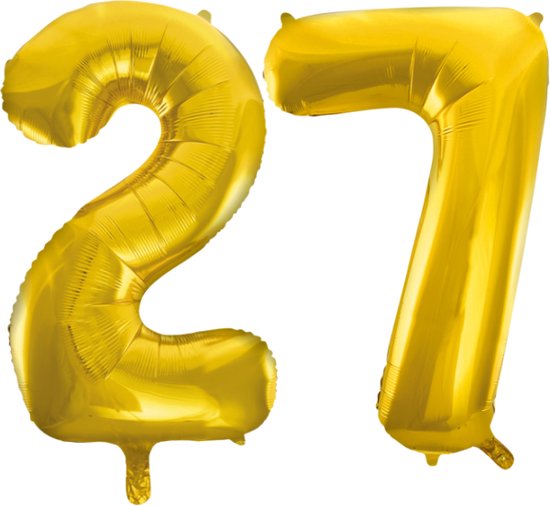 Folieballon 27 jaar Goud 66cm