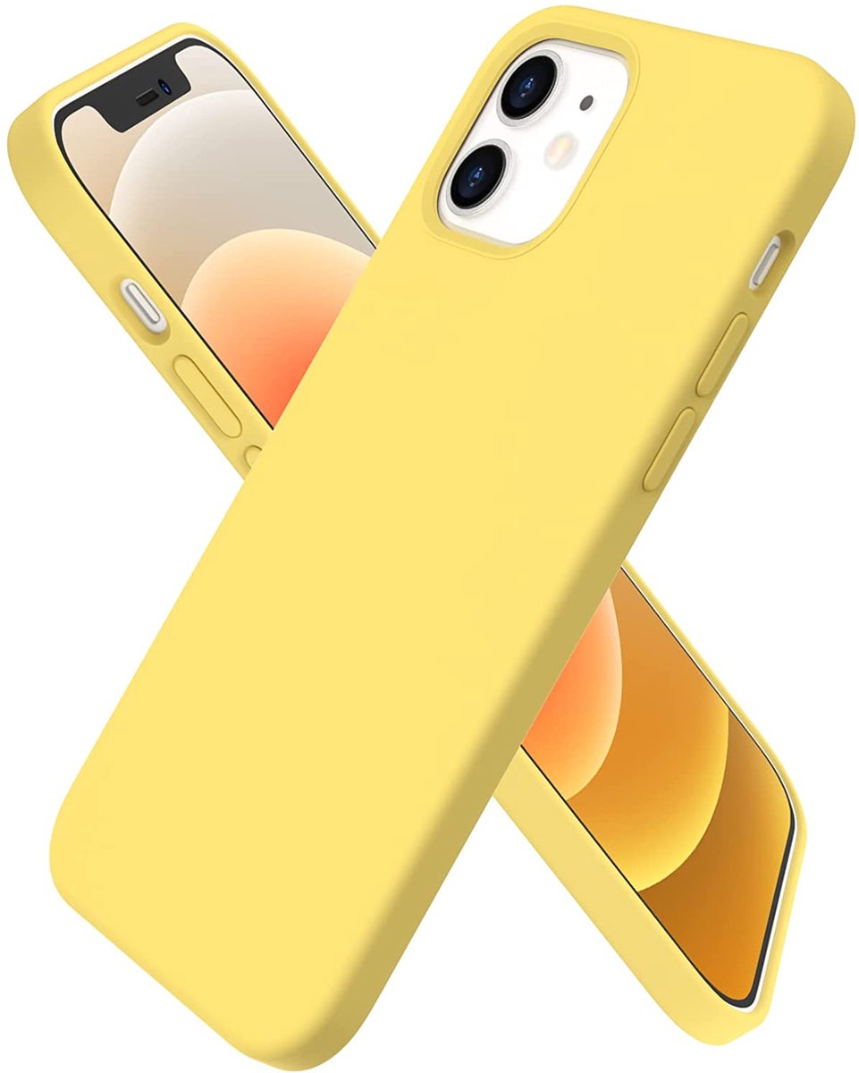 Hoesje Compatibel met iPhone 12 | 12 Pro 6.1 Silicone Case, ultradunne volledige bescherming vloeibare siliconen Phone Case Bescherming voor de iPhone 12 Pro/iPhone 12 (2020) 6,1 inch citroengeel