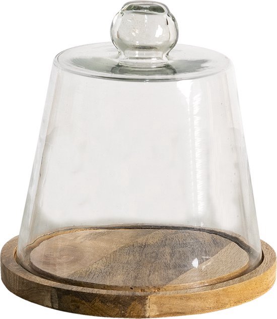 Stolp Ø 20*20 cm Transparant Hout, Glas Glazen Stolp