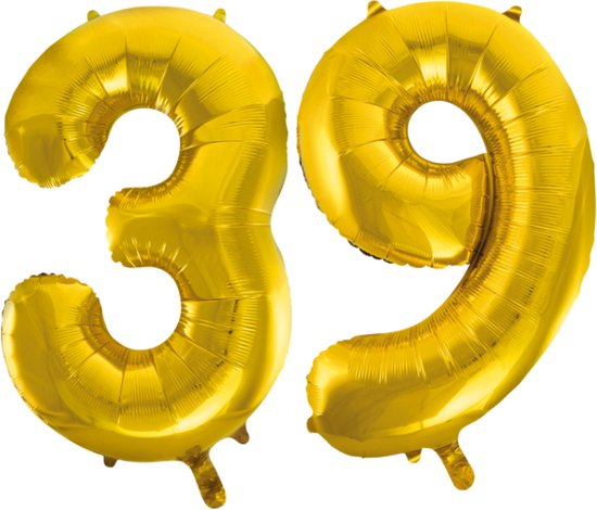 Folieballon 39 jaar Goud 66cm
