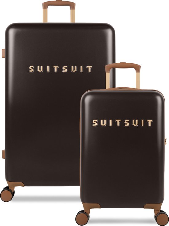 SUITSUIT Fab Seventies Classic Lichtgewicht Kofferset 2delig - 55 + 76 cm - 127L - Espresso Black
