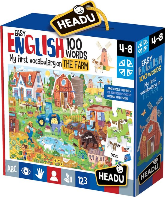 Afbeelding van het spel Headu Easy English 100 Words Farm, 108st. (EN)