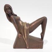 Rob Kunen / Skulptuur / Beeld / Meisje / Vrouw - bruin / goud - 8 x 23 x 24 cm hoog.