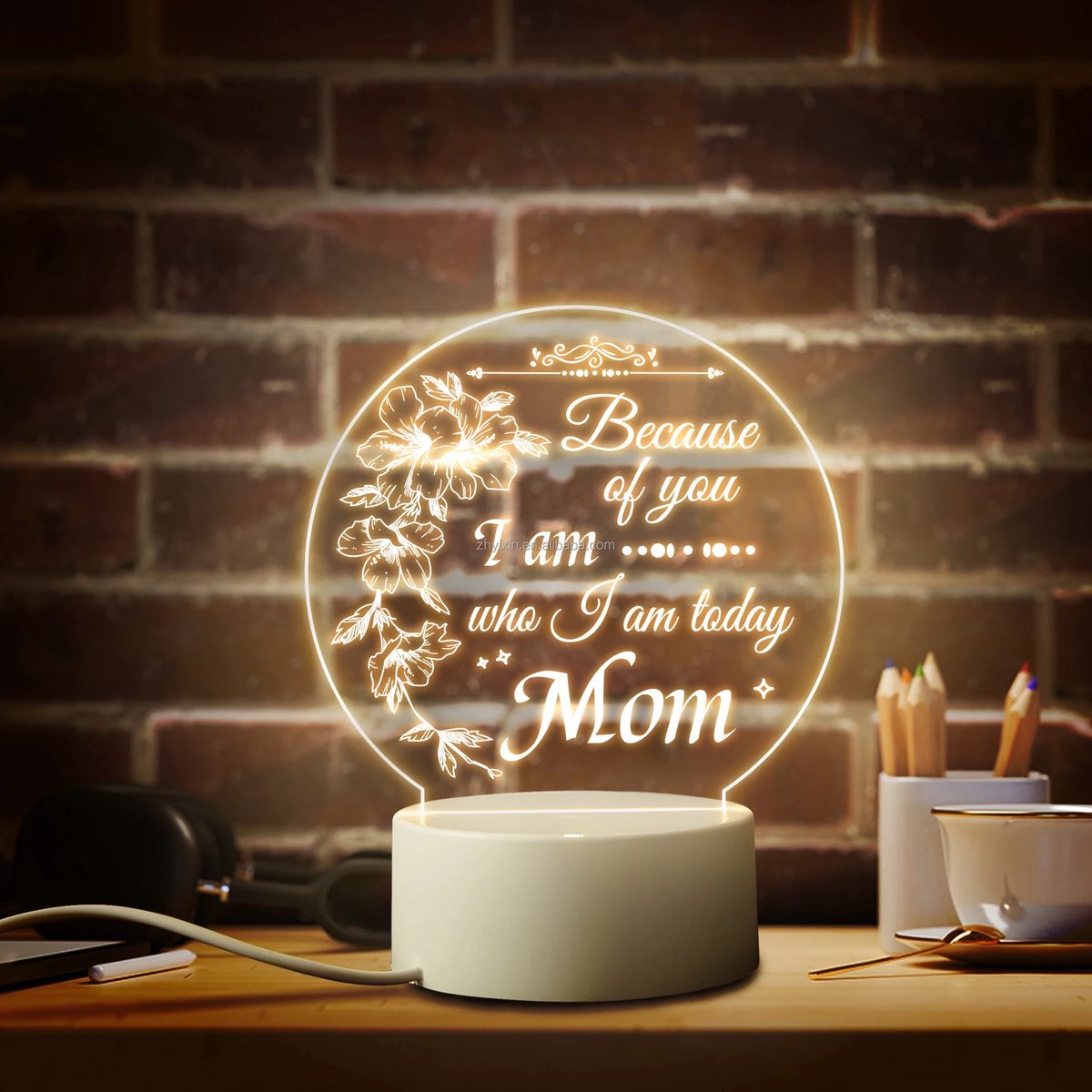 Cadeau Maman - Veilleuse en acrylique, Cadeau Anniversaire Maman