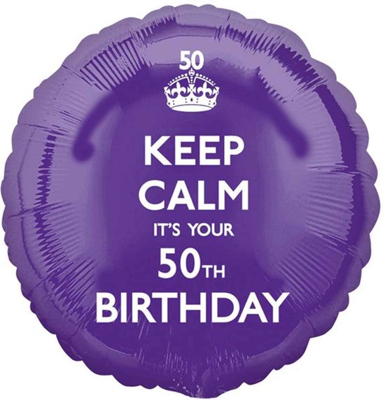 Helium Ballon Versturen ‘Keep Calm it’s your ’50st’ birthday’ - Gevuld met Helium | Boombie© | Verstuurd in sierlijke doos! | Folie Ballon | Verjaardag | 50 jaar
