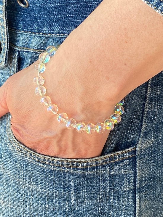 Kristallen Armband Kristal Kralen met hoogwaardige ronde kristallen armbanden zilver 925 - 14k goud verguld - Kralenarmband met karabijnsluiting - 16cm t/m 21cm - Inclusief geschenkverpakking van Sophie Siero