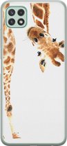 Leuke Telefoonhoesjes - Hoesje geschikt voor Samsung Galaxy A22 5G - Giraffe - Soft case - TPU - Giraffe - Bruin
