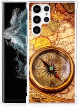 Telefoon Hoesje Geschikt voor Samsung Galaxy S22 Ultra Hoesje met transparante rand Kompas
