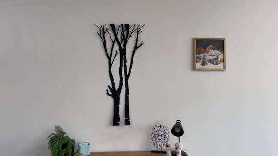Décoration Murale en Métal arbre 100x50 cm, 4 panneaux Art Mural