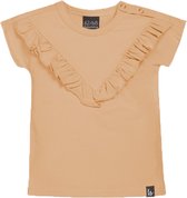 V-shape ruffle t-shirt camel /