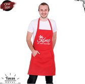 Tablier de cuisine Royal Rouge | 60x80 cm | King de la Kitchen | Tablier avec poches | Tablier de cuisine pour hommes | Cadeau | BBQ de cuisson