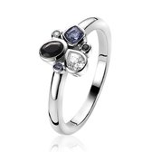ZINZI zilveren ring met paarse, zwarte en witte kleurstenen ZIR2120