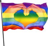 Gay pride - vlag - regenboog - handen - hart - LGBTQ - 90 bij 150