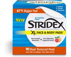 Stridex Acne Pads XL for Face and Body  - Alcohol Free 90 stuks