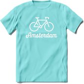 Amsterdam Fiets Stad T-Shirt | Souvenirs Holland Kleding | Dames / Heren / Unisex Koningsdag shirt | Grappig Nederland Fiets Land Cadeau | - Licht Blauw - XL