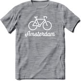 Amsterdam Fiets Stad T-Shirt | Souvenirs Holland Kleding | Dames / Heren / Unisex Koningsdag shirt | Grappig Nederland Fiets Land Cadeau | - Donker Grijs - Gemaleerd - L